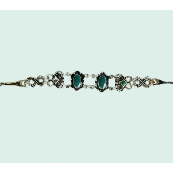 Classy silver and teal bracelet - Picture 2 of 2